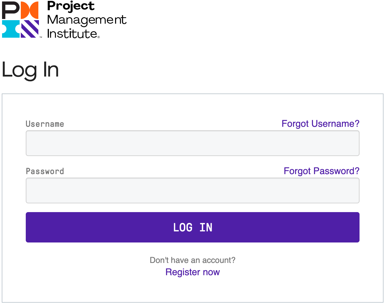 PMI Login Page